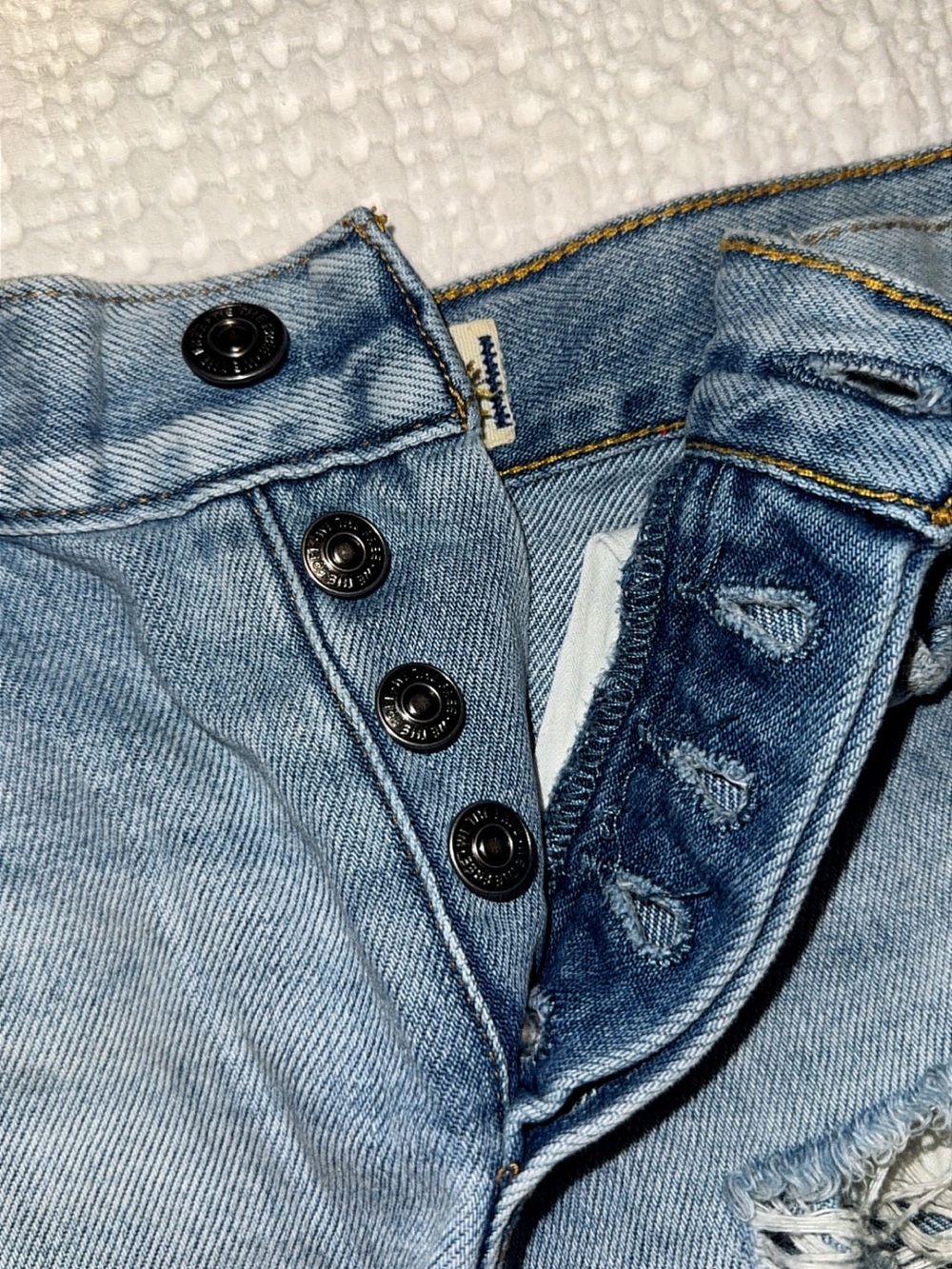 Like New Free People Denim Jean Shorts Womens Size 24 Cut Off Shortie Button Fly - Picture 5 of 6